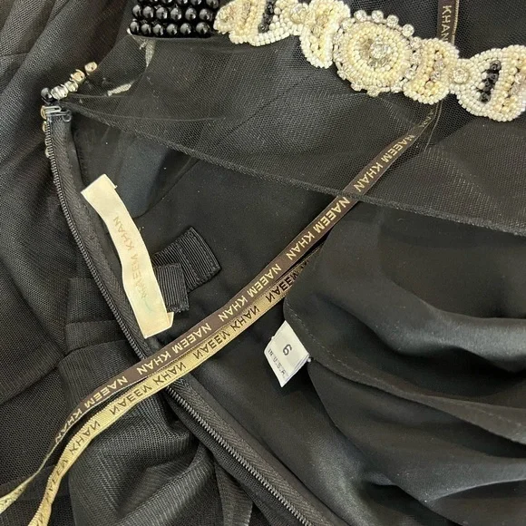 Naeem Khan gown embellished with allover embroidery Round neckline; open back